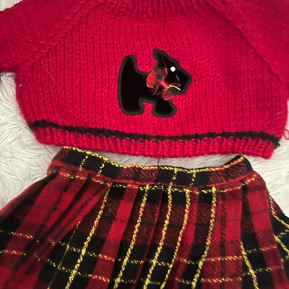 Build a bear Red Plaid Skirt and Sweater Set - Picture 2 of 4